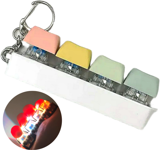 LED 키캡 키링 피젯 토이 키보드 스트레스 해소 열쇠고리 딸깍이 키홀더, 1개, 혼합