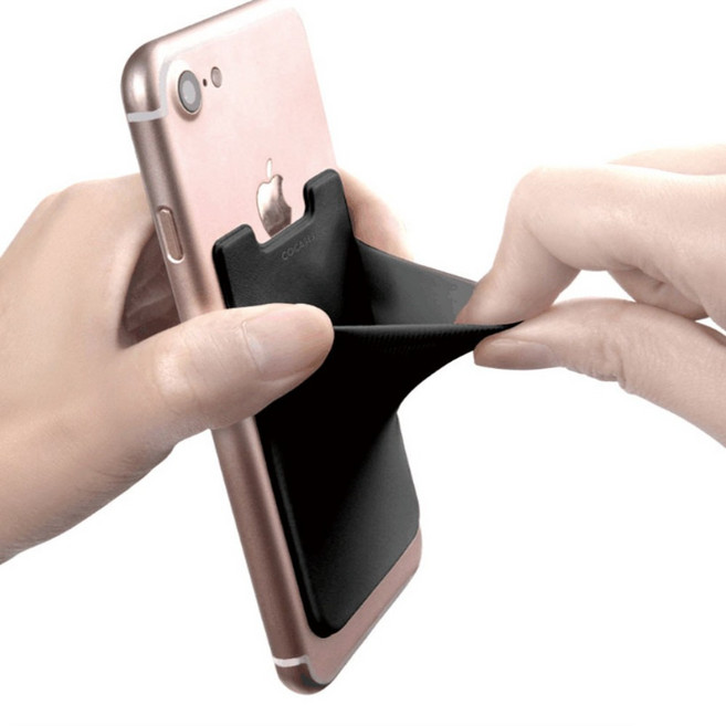 1+1 헬스와미 슬림형 부착식 카드 수납 폰지갑 휴대폰 미니 포켓지갑, 1세트, 블랙+딥그레이