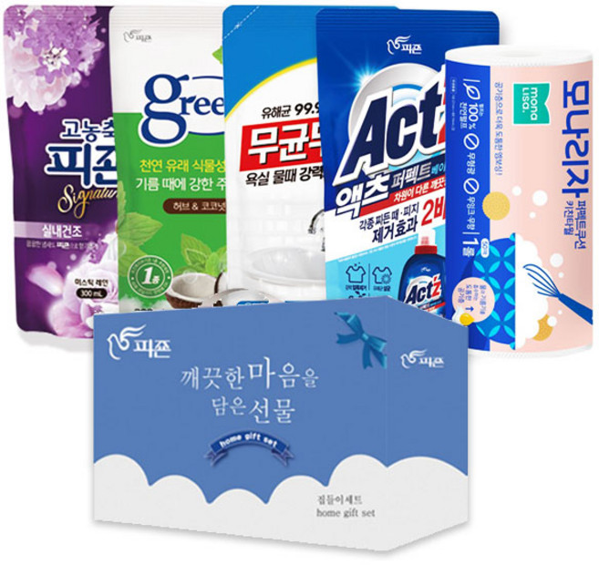 피죤선물세트 5종 섬유유연제 세탁주방세제 무균무때, 1개