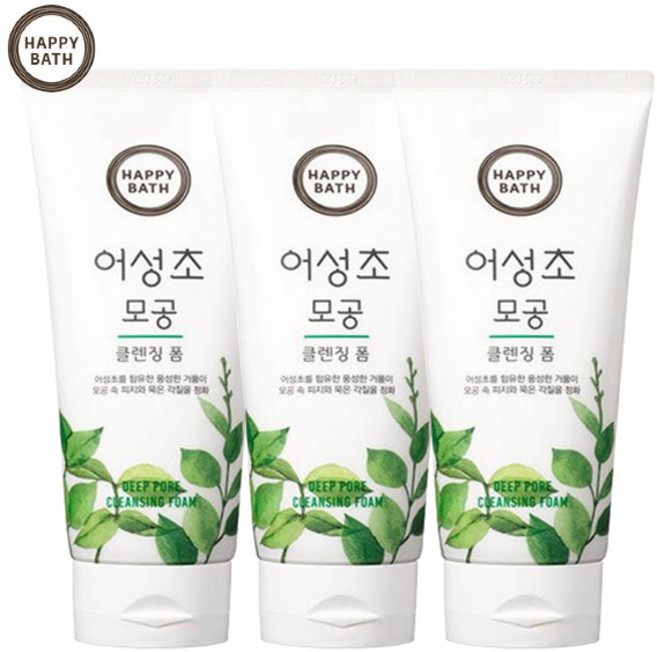 해피바스 어성초 모공 클렌징폼, 200g, 3개