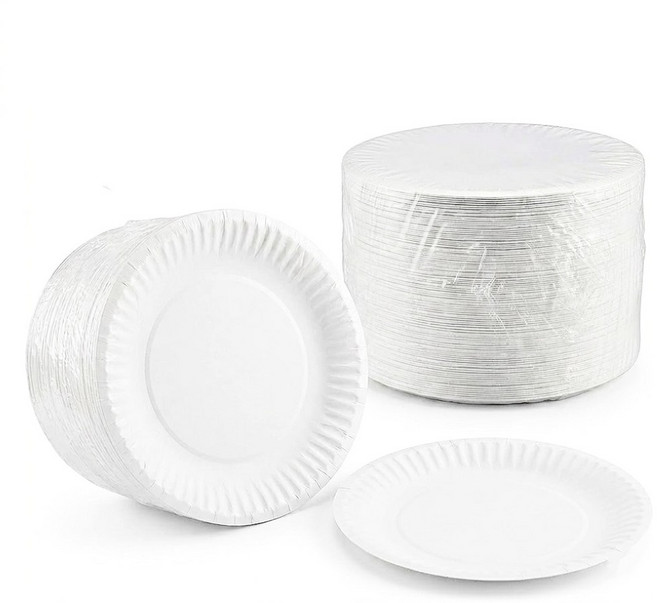 일회용 위생 종이접시 23cm 500개, 무지