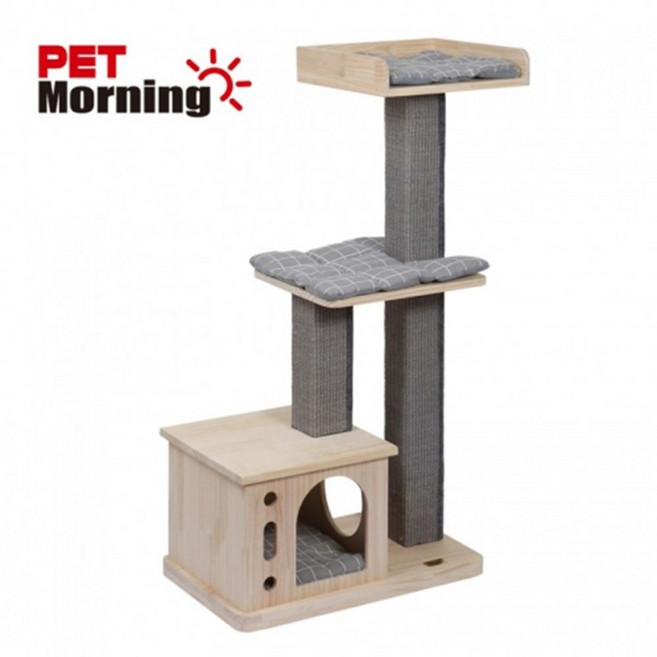 세탁 가능 원목 기둥 출입 라운지 고양이 숨숨집 하우스 카펫 캣타워, 1개