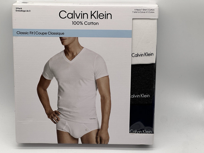 켈빈클라인 남성 코튼 브이넥 티셔츠 3팩 사이즈 M 클래식핏 5596689