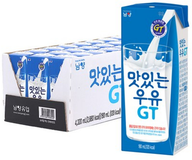 남양 맛있는 우유 GT, 180ml, 12개