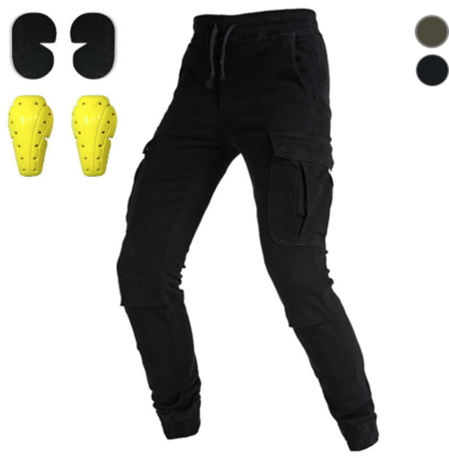 서브22 오토바이 조거 바이크팬츠 보호대 포함, 블랙