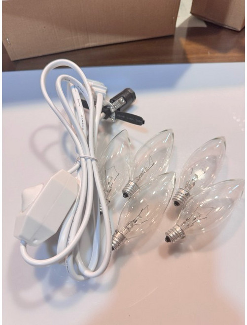 鹽燈專用電線 台灣製 鹽燈線 耐高溫電木插頭 加粗電線 E12頭, 1個, 白色可微調搭配25 w燈泡5顆