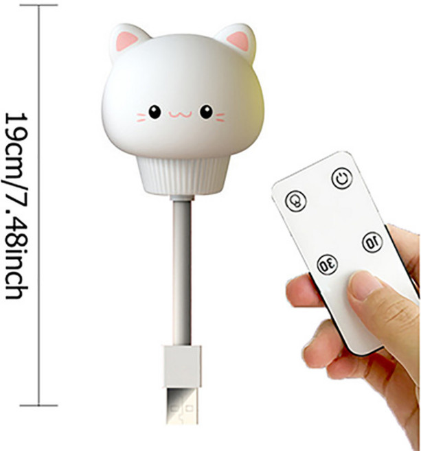 GEEKI 감성 인테리어 조명 무드등 수면등 수유등 침실 장식 램프 USB 만화 귀여운 밤 빛 원격 제어 먹이 머리맡 Tabe 크리스마스 선물, Cat with Remote