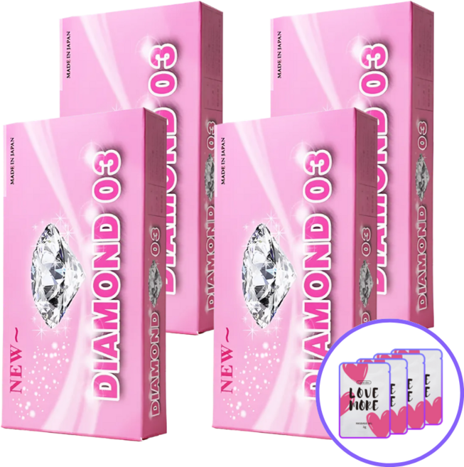 나가니시 다이아몬드03 극초박형 콘돔 + 라벤더 마사지 젤, 4세트, 10개입