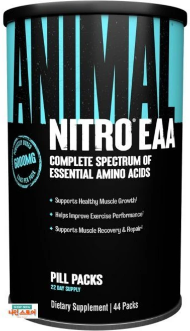 동물성 니트로 EAA 운동 후 제지방 근육 성장 지원 완전한 스펙트럼의 필수 아미노산 남성 여성용 BCAA 44팩 미국내수용, Animo Acids, 44 Count (Pack of 1), 1개 - 쿠팡