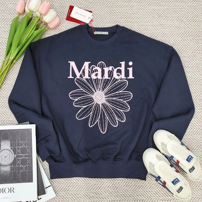 마르디메크르디 맨투맨꽃 플라워 스웻셔츠 네이비 펄핑크