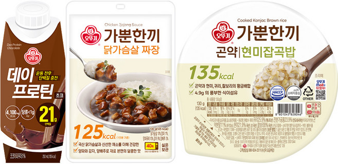 오뚜기 식단스타터 세트 (데이프로틴 초코 250ml 18개 + 가뿐한끼 닭가슴살짜장 130g 5개 + 가뿐한끼 곤약현미잡곡밥 130g 5개)