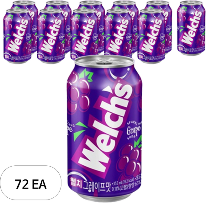 웰치스 그레이프맛, 355ml, 72개