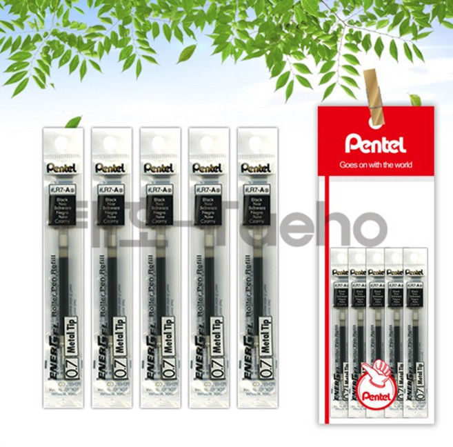 Pentel 에너겔 0.7mm 리필심 세트, 1팩, 0.7mm 리필심 흑색 5개