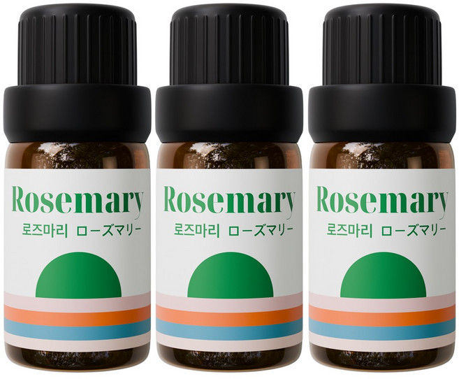 1+1+1 천연 유기농 아로마오일 에센셜오일, 유기농 로즈마리오일, 10ml, 3개