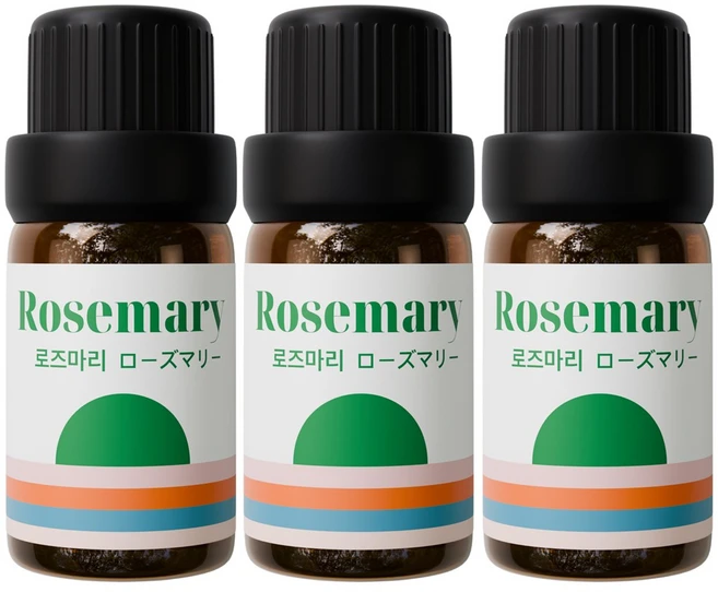 1+1+1 천연 유기농 아로마오일 에센셜오일, 유기농 로즈마리오일, 10ml, 3개 - 쿠팡