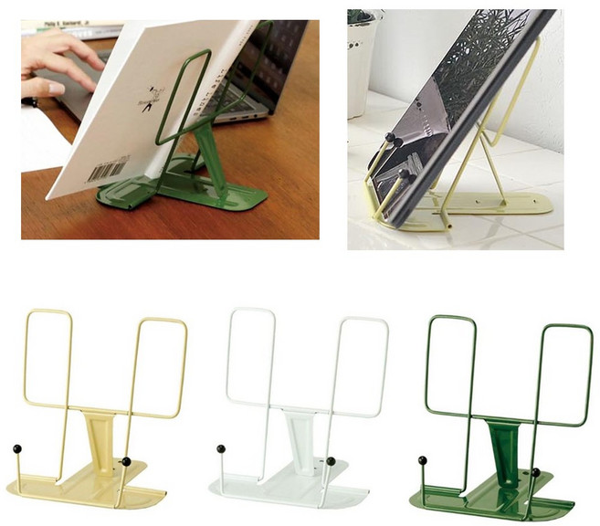 하이타이드 독서대 태블릿 거치대 북스탠드 철제 접이식 휴대용 책받침대, 화이트