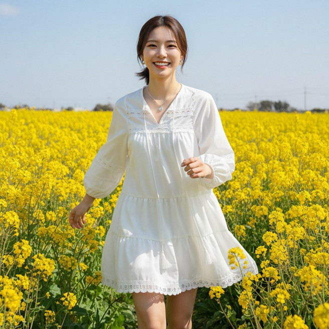 메이킹유 리본 캉캉 긴팔 레이어드 I74511WA아르네원피스