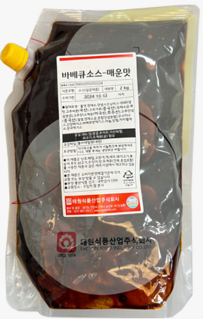 [피자다] 태원식품 바베큐소스-매운맛 (2kg), 1개, 2kg