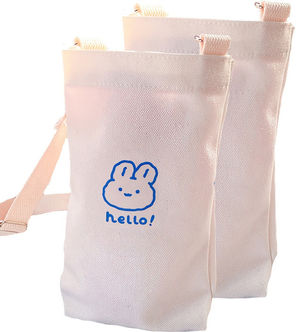 라이프그래피 귀여운 동물 물통 파우치 에코백, 토끼, 2개