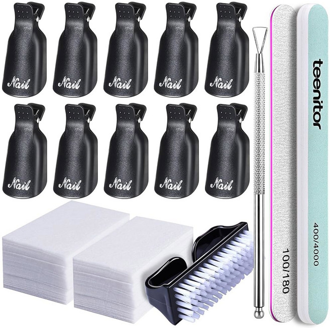네일 클립 리무버 패드 푸셔 브러시 파일 그리츠 120/180 버퍼 블록 400/4000 퍼플 6팩, Black