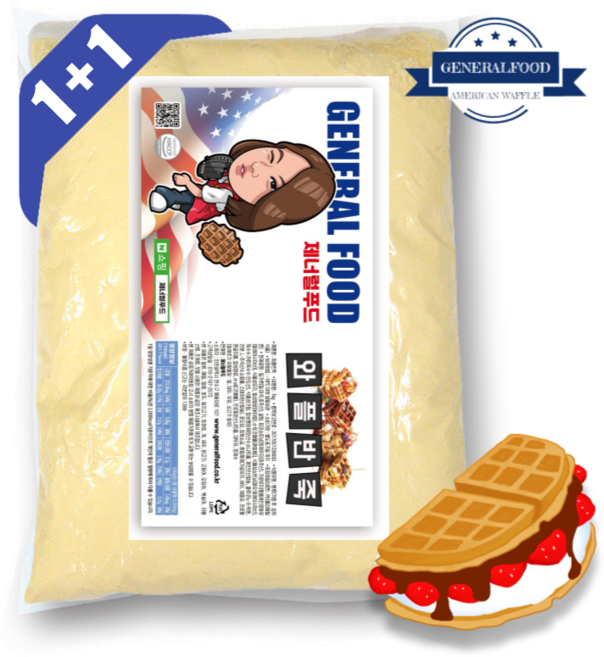아메리칸 와플반죽 5kg 1+1 업소용 와플믹스 와플반죽만들기 와플재료, 2개
