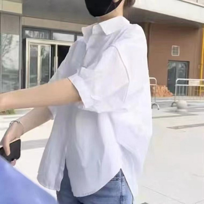 투니스 여성 루즈핏 캐주얼 5부 소매 셔츠