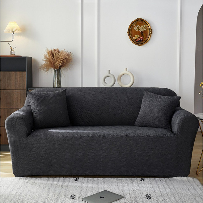 Arvo Home 波希米亞沙發套 彈力沙發套 椅凳套 沙發床罩 全包沙發套 防塵沙發罩 腳椅套 特大沙發套 腳凳套, 1個, 波希米亞 深灰,抱枕套45*45cm