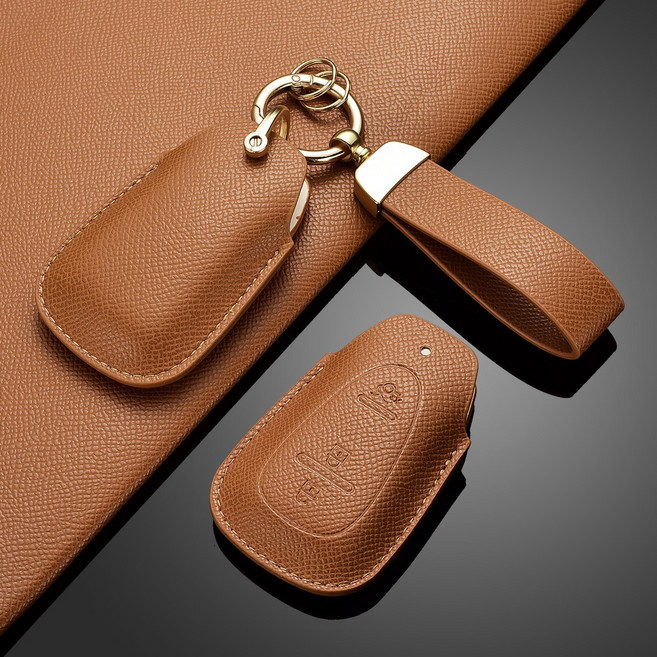 카로카 쉐보레 호환 가죽 키케이스 키커버 스파크 트랙스 말리부 크루즈 볼트, C-2(3버튼), 브라운