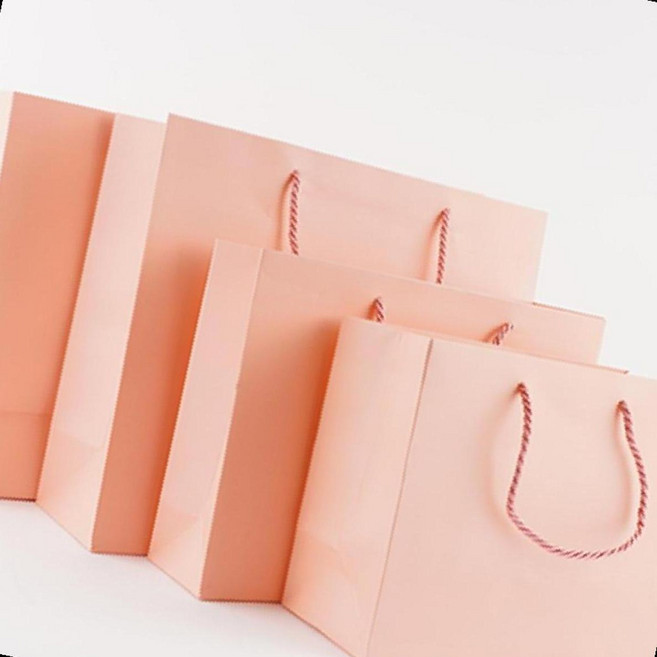 가로형 핑크 무지 종이 쇼핑백 선물 포장 이쁜 가방 손잡이, 1개, 핑크 32*28