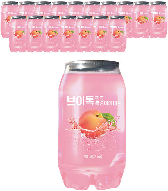 브이톡 핑크복숭아에이드, 350ml, 18개