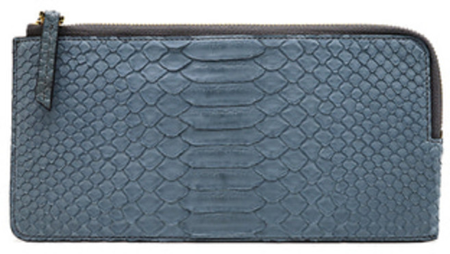 리얼 뱀가죽 파이톤 슬림지퍼장지갑 뱀피 그레이