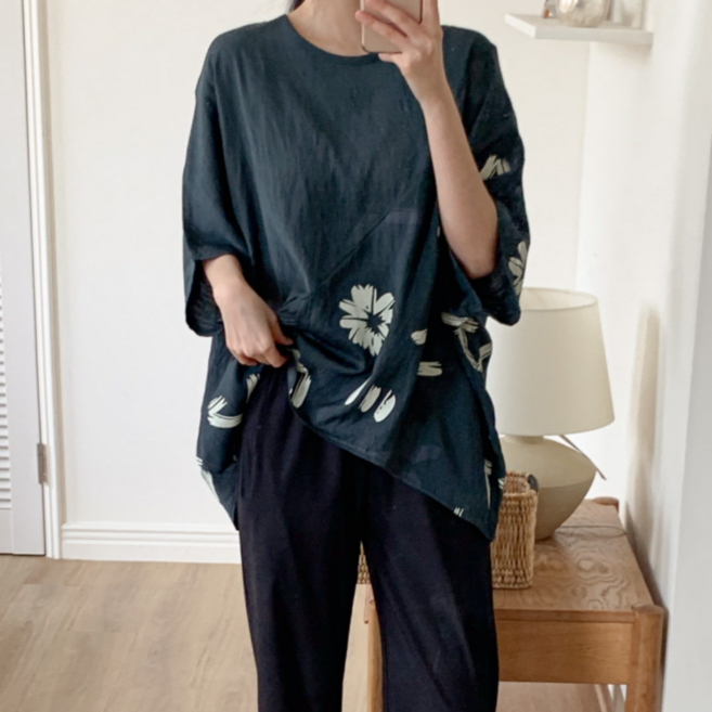 디엘리 반팔 인견 블라우스