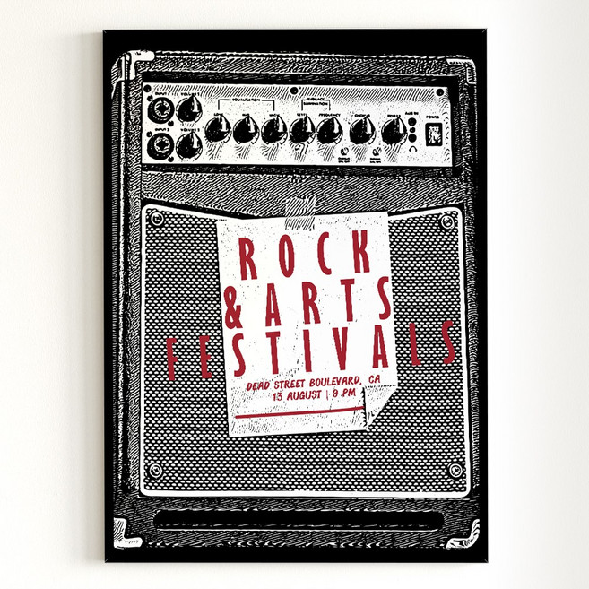 [아트밀] 썸머 페스티벌 여름 그림액자 50종 - S32 락페스티발, 1 (소형) A4액자_우드브라운, 우드브라운