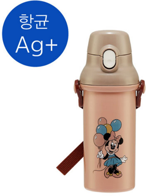 미니마우스 레트로 원터치 물통 (592195) 유아 아동 어깨끈 물병, 1개
