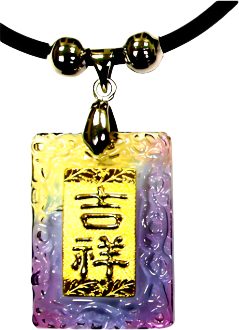 琉璃飾金項鍊【吉祥】晶瑩剔透 飾金造型 心想事成 萬事如意, 多色, 1個