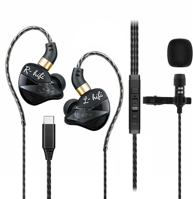 디보이스 DEM-S2C 고음질 인이어 C타입 핀마이크 이어폰 일체형 게이밍 녹음 방송, 블랙