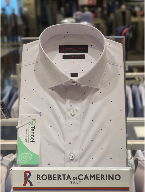 5F [신사] 로베르따 남성셔츠 반팔 모달스판 별도트캐릭터 화이트 슬림핏셔츠 RM24511B