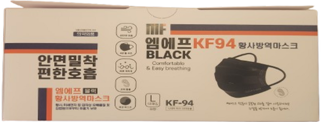 국산 엠에프 KF94 황사방역 덴탈형 마스크 블랙 화이트 50매, 50개입, 1개