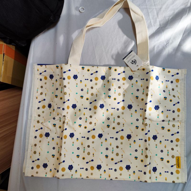 Q-Pao 歐舒丹購物袋 輕巧耐用帆布材質 簡約設計 大容量可折疊