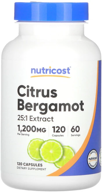 Nutricost 시트러스 베르가모트 1200mg 캡슐 120정(캡슐 1정당 600mg), Nutricost시트러스베르가모트1200mg캡슐120정, 1개, 120정 - 쿠팡
