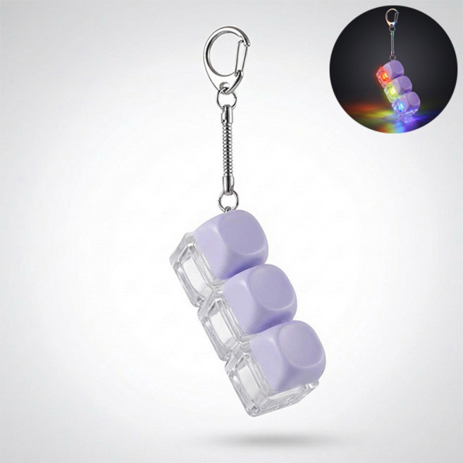치프몰 파스텔 키보드 열쇠고리, 1개, LED 3캡 퍼플