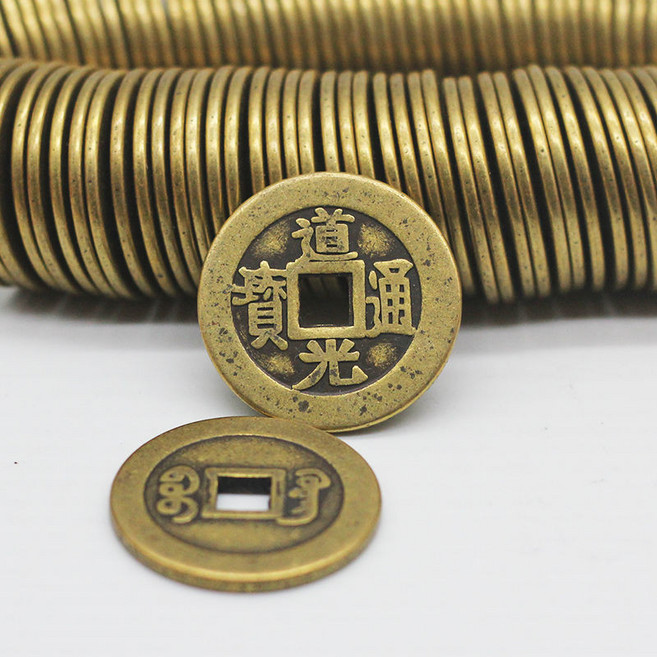 麒麟踩八卦 黃銅錢擺件 加厚, 1個, 2.5道光一枚加厚