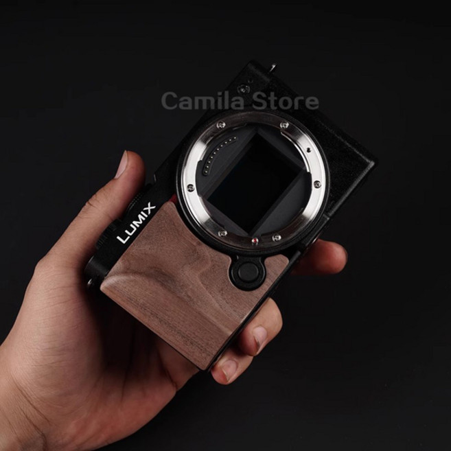 단단한 나무 휴대 성 Panasonic Lumix S9 카메라 그립 용 미끄럼 방지 핸들 부품 3M 테이프가있는 교체 액세서리, [01] 브라운, 1개