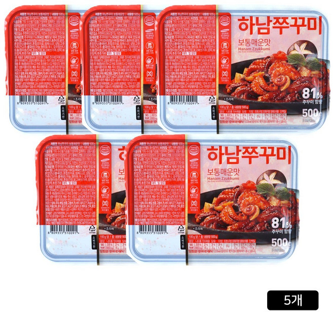 하남쭈꾸미 500g 5팩, 하남쭈꾸미 500g 보통매운맛 5팩, 5개