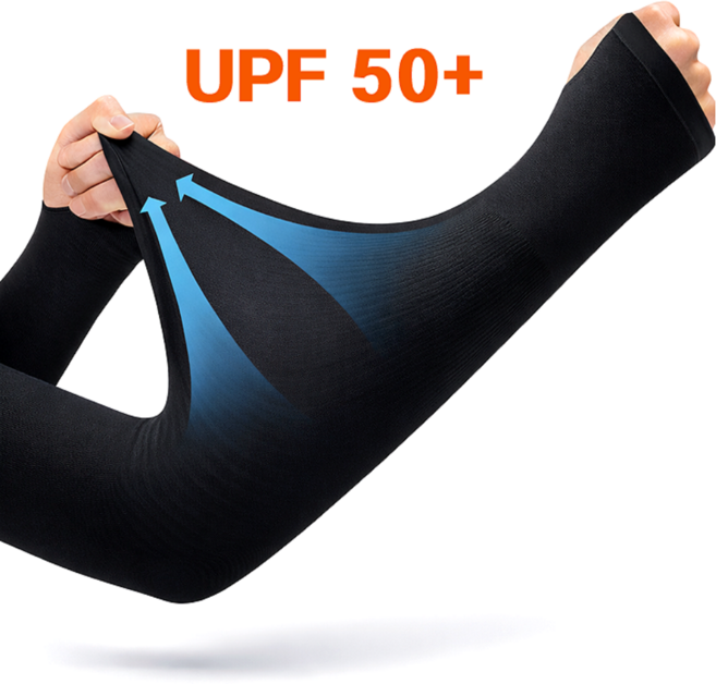 프라임 자외선차단 손등 팔목 겸용 팔토시 스포츠 운전, 2개, 딥 블랙