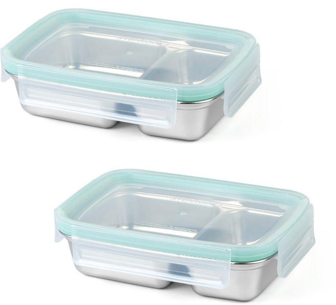 스텐락 퓨어 멀티 2구 밀폐용기 직사각 2호, 2개, 500ml