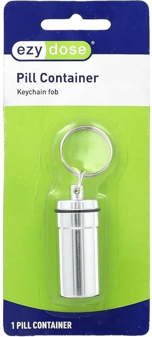 Ezy Dose 키체인 알약 상자 및 약 비타민 용기 | 돈 여행 용품에 안전 금속 통 큰 칸막이 256645, Medium - 쿠팡