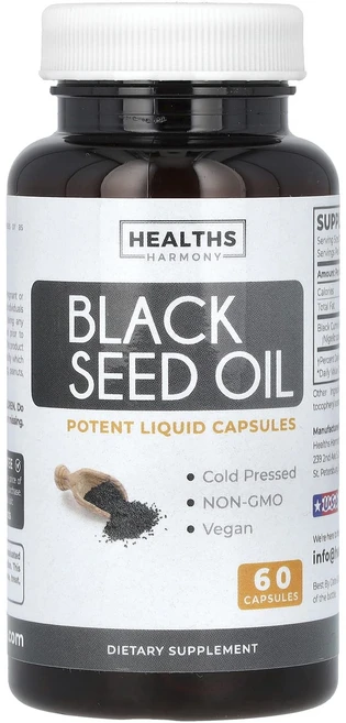 새해 첫좋은선물 Healths Harmony 블랙 씨드 오일 캡슐 60정(캡슐 1정당 500mg) 제대로 할인합니다, HealthsHarmony블랙씨드오일캡슐60정캡슐1정당, 1개 - 쿠팡