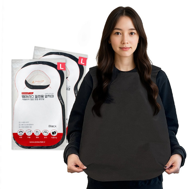 웨어리스 일회용 앞치마 1000매 / 식당 손님용 앞치마 +고리, 검정색, 1000개