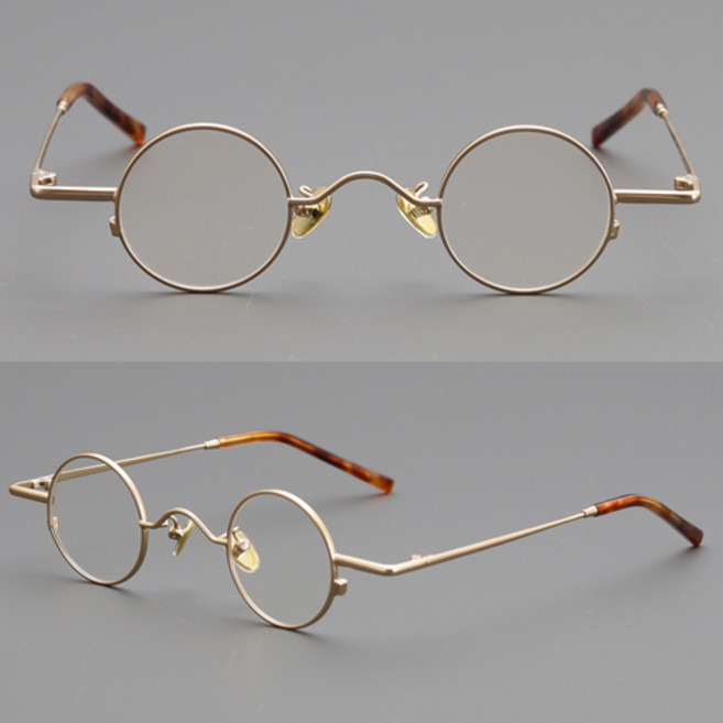 티큐 레트로 초경량 가벼운 돋보기용 실리콘 코받침 알작은 소형 수제 김구 원형 안경테 F585